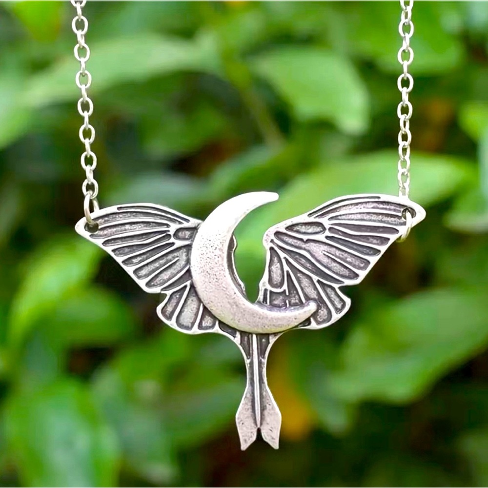 3/$15 Moon in Moth Pendant Necklace